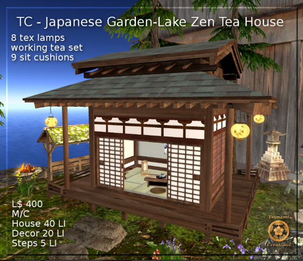 Second Life Marketplace Japanese GardenLake Zen Tea House